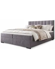 Szare welurowe łóżko kontynentalne 3 rozmiary - Zavire w sklepie Edinos.pl