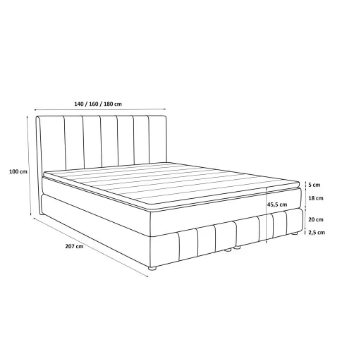 Wymiary łóżka kontynentalnego Ardenis