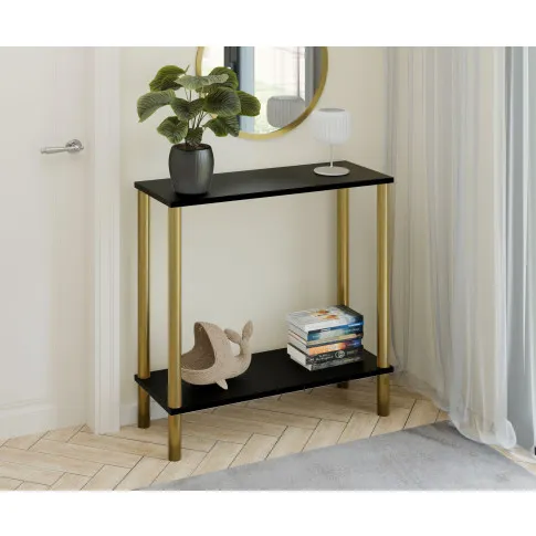 Wizualizacja konsoli w kolorze czarnym na złotym stelażu Keto 3X