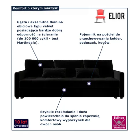 Czarna sofa rozkładana Vilmira czarny