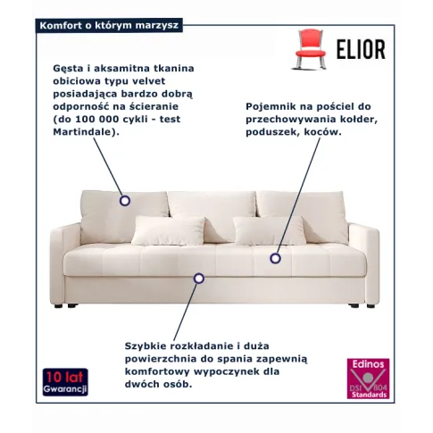 Sofa rozkładany Vilmira kremowy