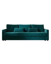 Welurowa rozkładana sofa w kolorze morskim - Vilmira w sklepie Edinos.pl