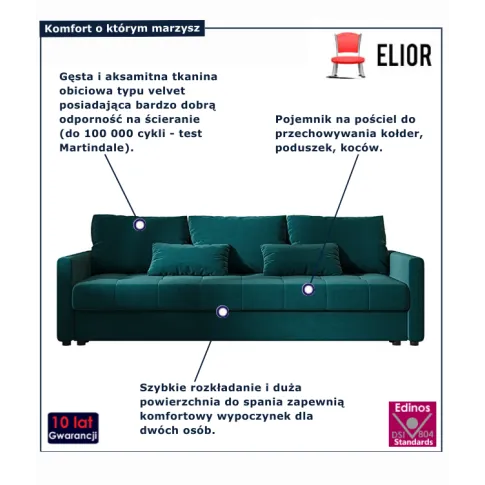 Rozkładana sofa Vilmira morski