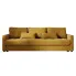 Musztardowa rozkładana sofa welurowa z pojemnikiem - Vilmira