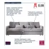 Szara welurowa sofa rozkładana Vilmira