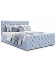 Błękitne welurowe łóżko pikowane 5 rozmiarów - Valmiro w sklepie Edinos.pl
