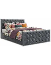 Ciemnoszare pikowane lóżko welurowe 3 rozmiary - Valmiro w sklepie Edinos.pl