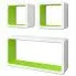 Komplet biało zielonych półek wiszących Lara 3X