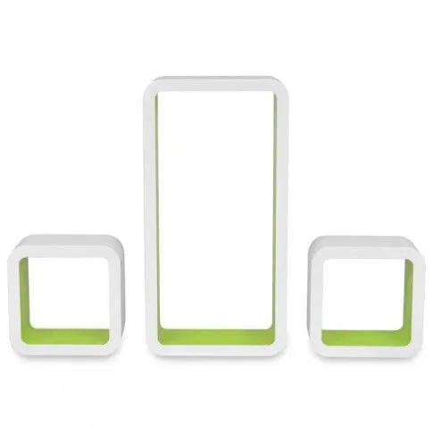 Biało-zielone półki ścienne Lara 3X