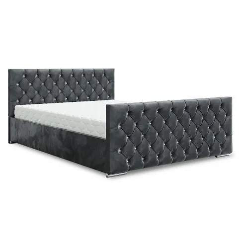 Grafitowe łóżko welurowe glamour Valmiro