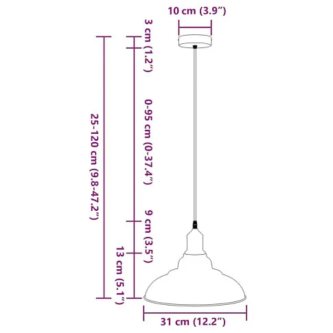 Wymiary białej lampy