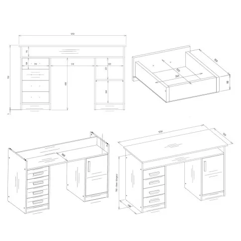 wymiary białego biurka Ulfo
