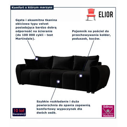 Czarna nowoczesna sofa Morvani