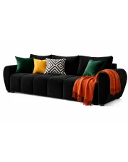 Czarna welurowa nowoczesna  sofa wypoczynkowa rozkładana  - Morvani w sklepie Edinos.pl