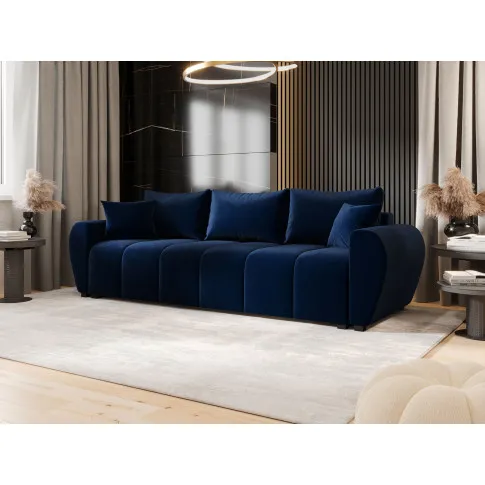 Wizualizacja wnętrza z granatową sofą Morvani