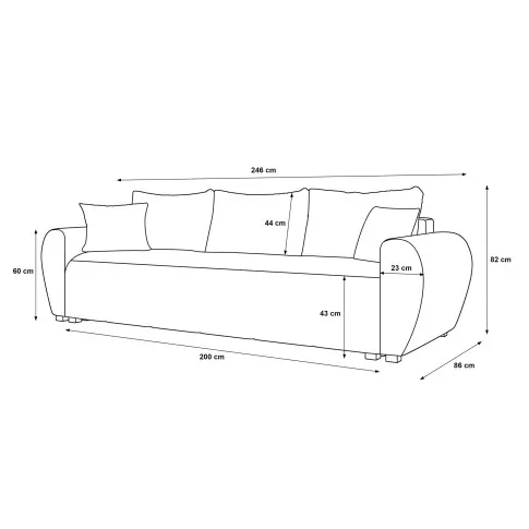 Wymiary sofy tapicerowanej Morvani