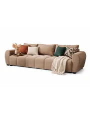 Jasnobrązowa welurowa sofa rozkładana z pojemnikiem - Morvani w sklepie Edinos.pl