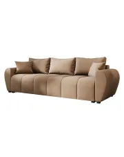 Jasnobrązowa welurowa sofa rozkładana z pojemnikiem - Morvani w sklepie Edinos.pl