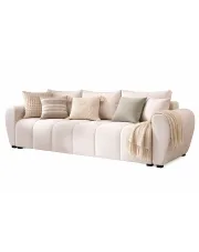 Kremowa sofa tapicerowana z pojemnikiem na pościel - Morvani w sklepie Edinos.pl