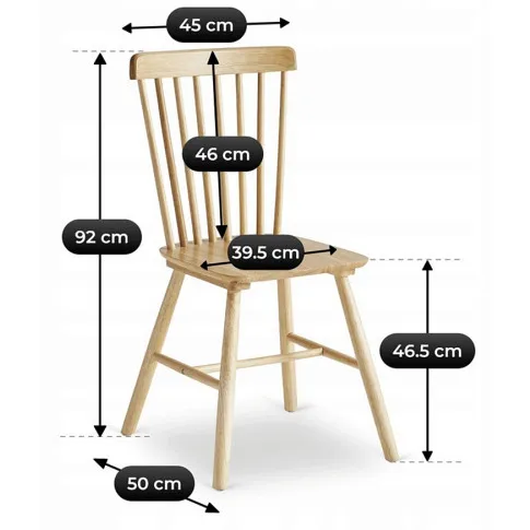 wymiary Krzesła drewnianego Dąb Złoty Alenna