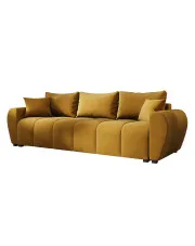 Musztardowa sofa welurowa z pojemnikiem - Morvani w sklepie Edinos.pl