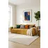 Musztardowa sofa welurowa Morvani