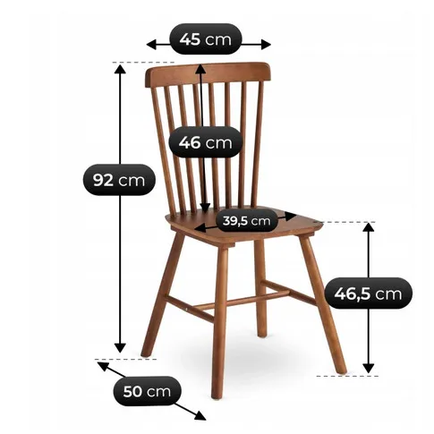 wymiary Krzesło Drewniane Orzech Alenna