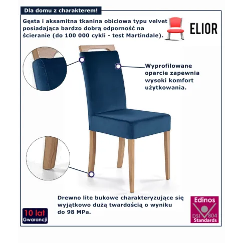 Tapicerowane krzesło granatowe Dusk