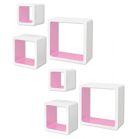 Zestaw biało-różowych półek ściennych - Luca 3X