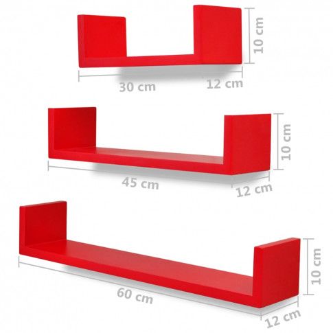 Szczegółowe zdjęcie nr 6 produktu Zestaw funkcjonalnych półek ściennych Baffic 4X - czerwony