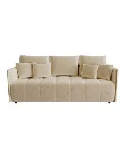 Beżowa rozkładana sofa do poczekalni welurowa - Meralio 3X w sklepie Edinos.pl