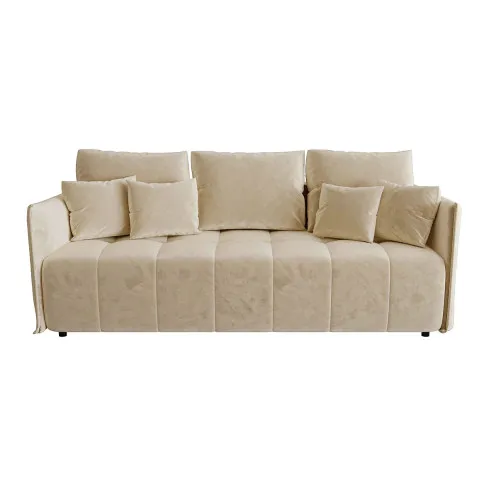 Beżowa welurowa sofa rozkładana kanapa