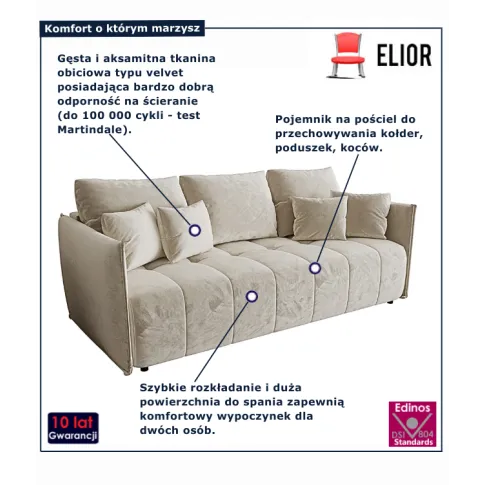 Beżowa rozkładana sofa Meralio