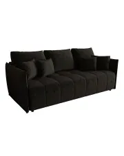 Czarna welurowa sofa do poczekalni tapicerowana z pojemnikiem - Meralio 3X w sklepie Edinos.pl