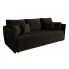 Czarna welurowa sofa tapicerowana z pojemnikiem - Meralio 3X