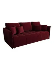 Czerwona welurowa sofa do poczekalni z funkcją spania - Meralio 3X w sklepie Edinos.pl