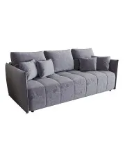 Szara welurowa sofa do poczekalni rozkładana z pojemnikiem - Meralio 3X w sklepie Edinos.pl