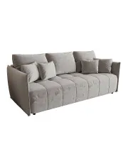 Jasnoszara welurowa sofa do poczekalni z pojemnikiem na pościel - Meralio 3X w sklepie Edinos.pl