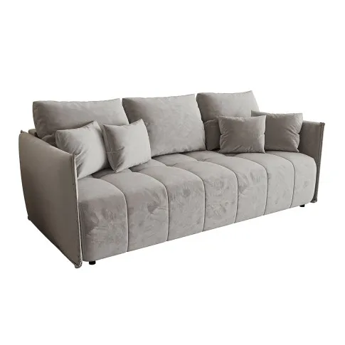 Jasnoszara sofa rozkładana z pojemnikiem Meralio
