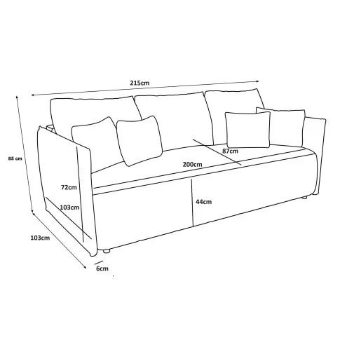 Wymiary sofy rozkładanej Meralio