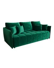 Ciemnozielona welurowa sofa do poczekalni rozkładana z pojemnikiem - Meralio 3X w sklepie Edinos.pl