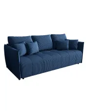 Niebieska sztruksowa sofa z funkcją spania - Meralio 4X w sklepie Edinos.pl