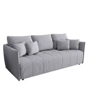 Jasnoszara sztruksowa sofa z funkcją spania - Meralio 4X w sklepie Edinos.pl