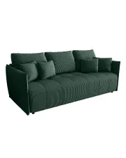 Ciemnozielona sofa sztruksowa rozkładana z funkcją spania - Meralio 4X w sklepie Edinos.pl