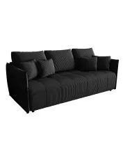 Czarna welurowa sztruksowa sofa rozkładana - Meralio 4X w sklepie Edinos.pl