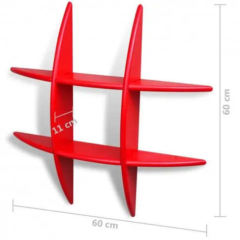 Szczegółowe zdjęcie nr 4 produktu Zestaw modułowych półek ściennych Sort 2X - czerwony