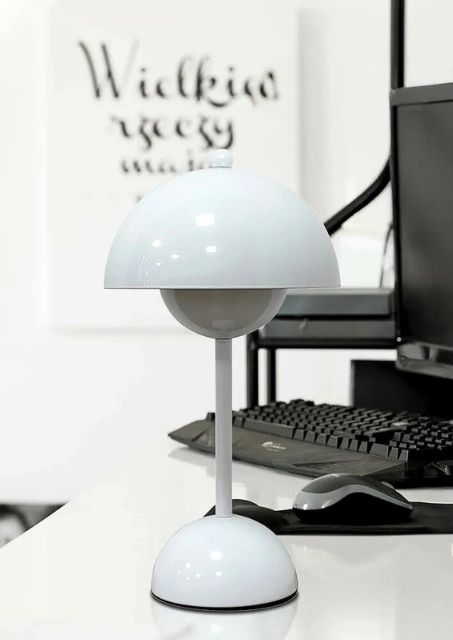 Biała lampa na biurko w stylu retro - K617-Wigo