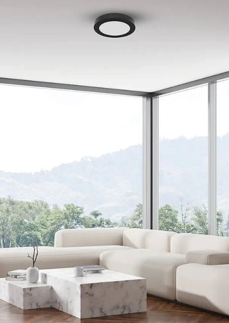 Czarna lampa sufitowa okrągła - K618-Qubero