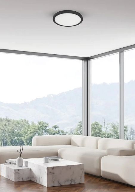 Czarna lampa sufitowa okrągła - K619-Qubero