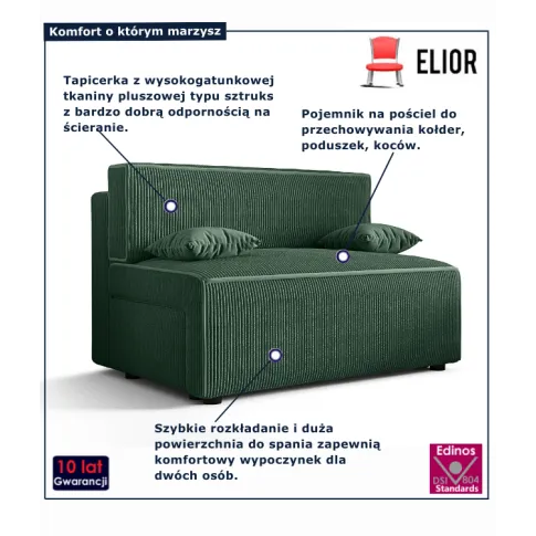 Zielona sztruksowa sofa Lunarox